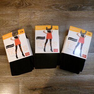 No nonsense 3 Pairs - Women's NWT Patterned Tights Control Top Black Size S/M